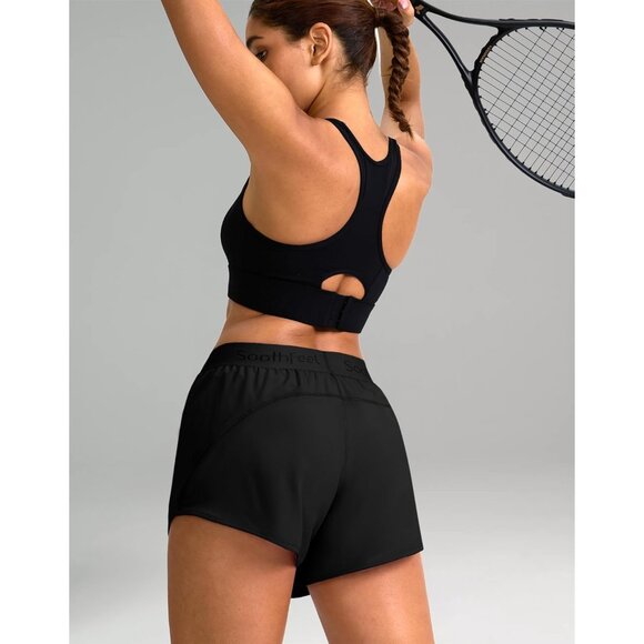 Women's Running Athletic Shorts with Zipper Pocket 3" Quick Dry Gym Workout Shor - Picture 2 of 7